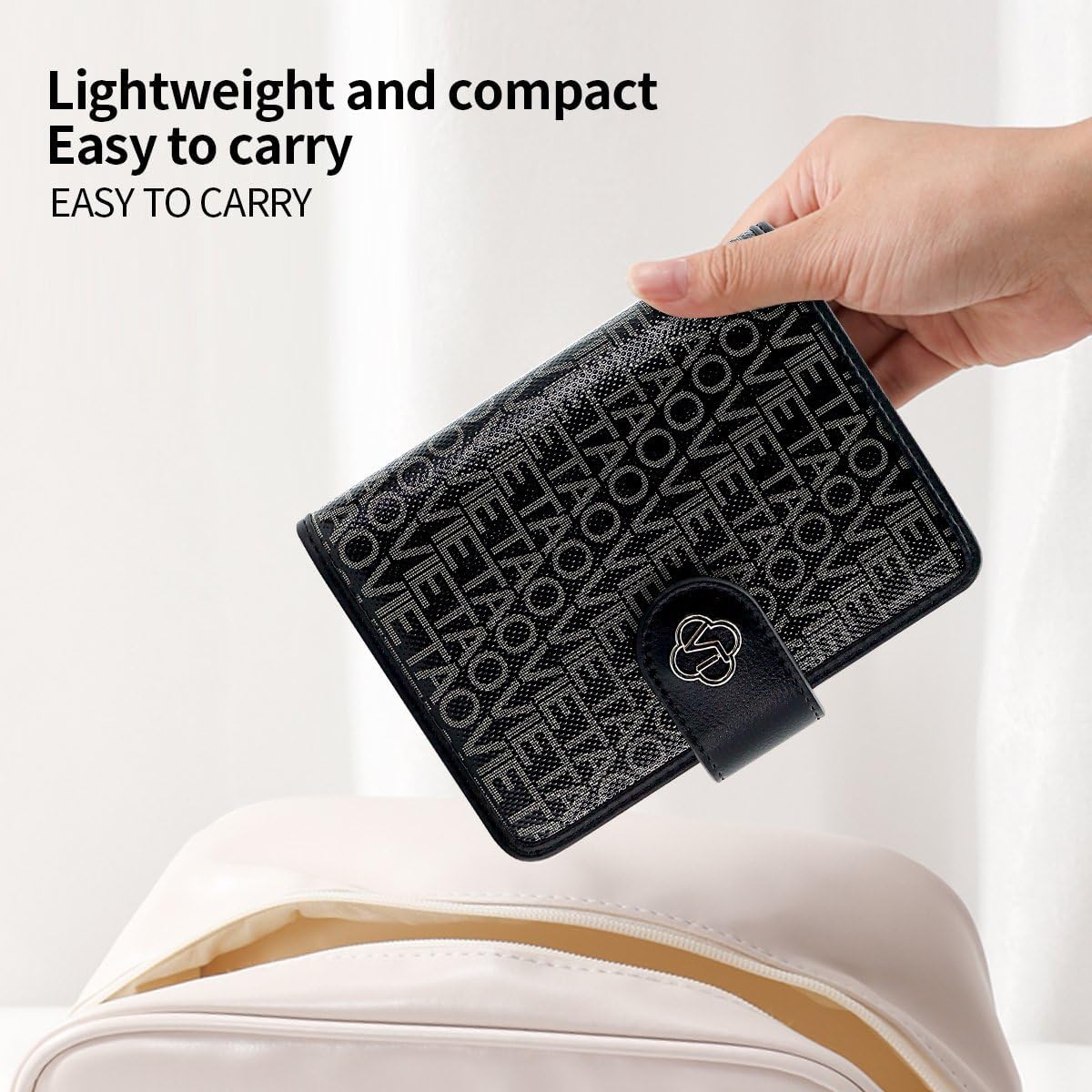 Passport Holder Wallet Bag with AirTag Holder, Card Slots and Passport Solt Ticket Cash Solt, Photo Solt Sim Card Pen Slot.Black