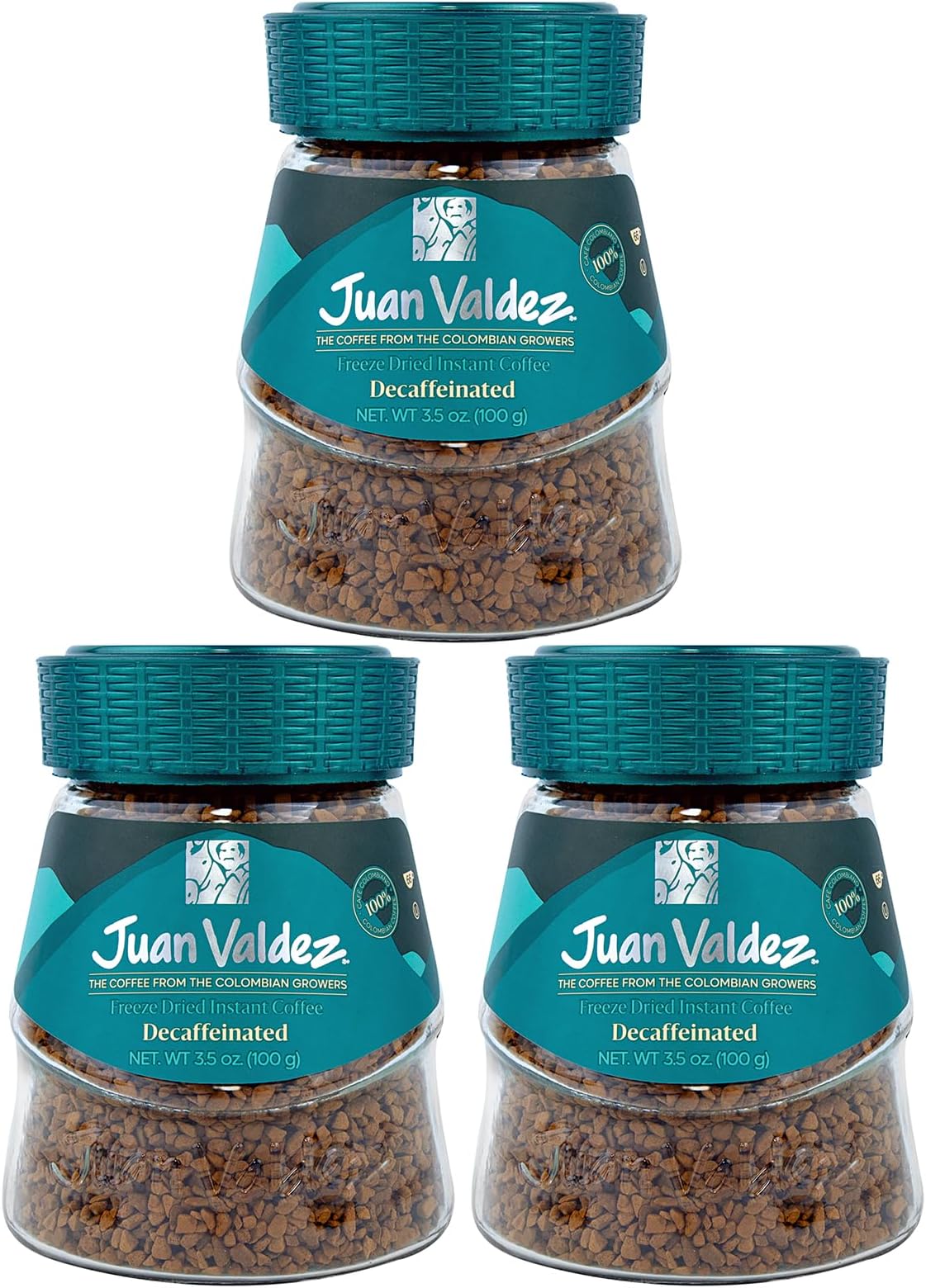 Juan Valdez Decaffeinated Freeze Dried Coffee 3.5 OZ - 100% Colombian Coffee (Pack of 3)