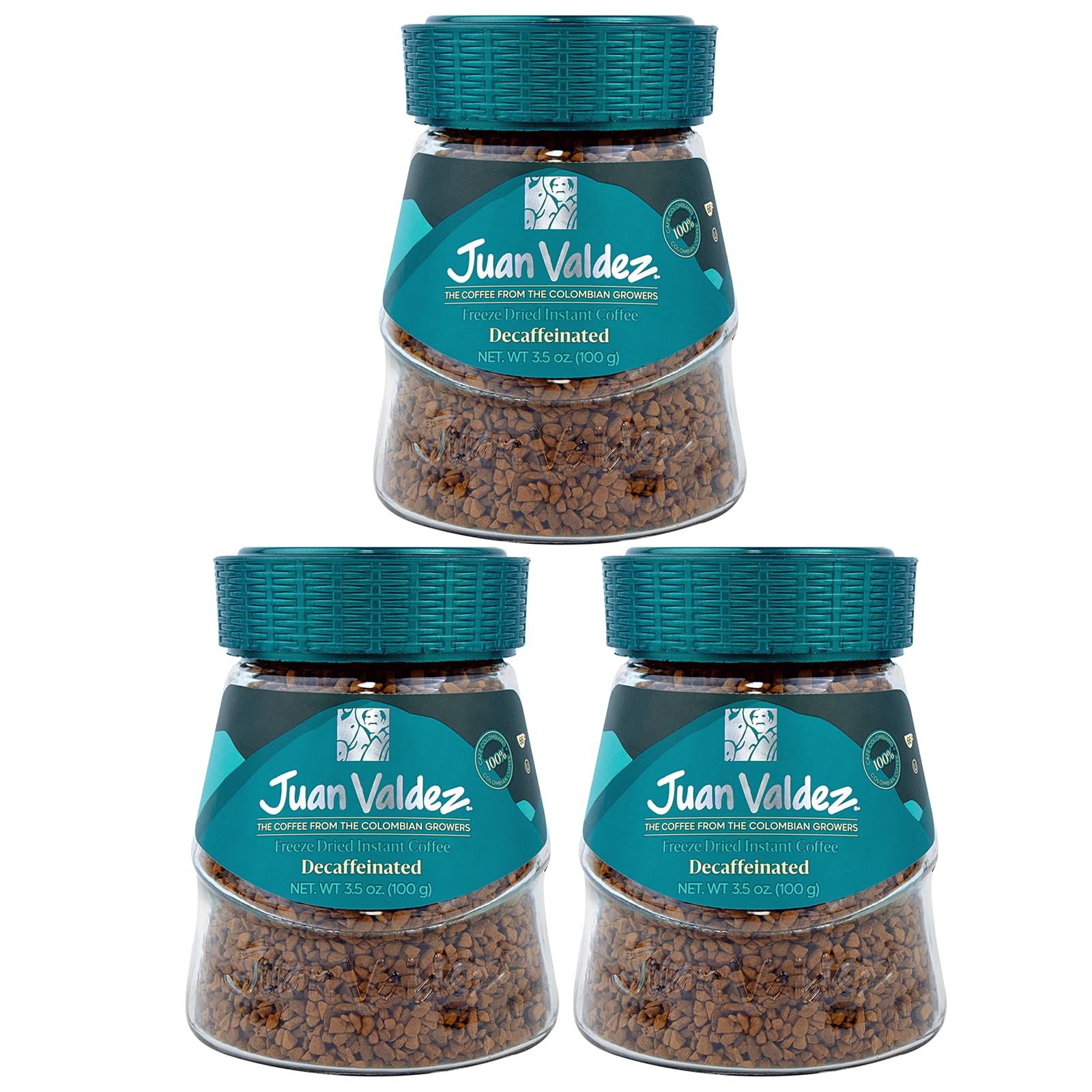 Juan Valdez Decaffeinated Freeze Dried Coffee 3.5 OZ - 100% Colombian Coffee (Pack of 3)