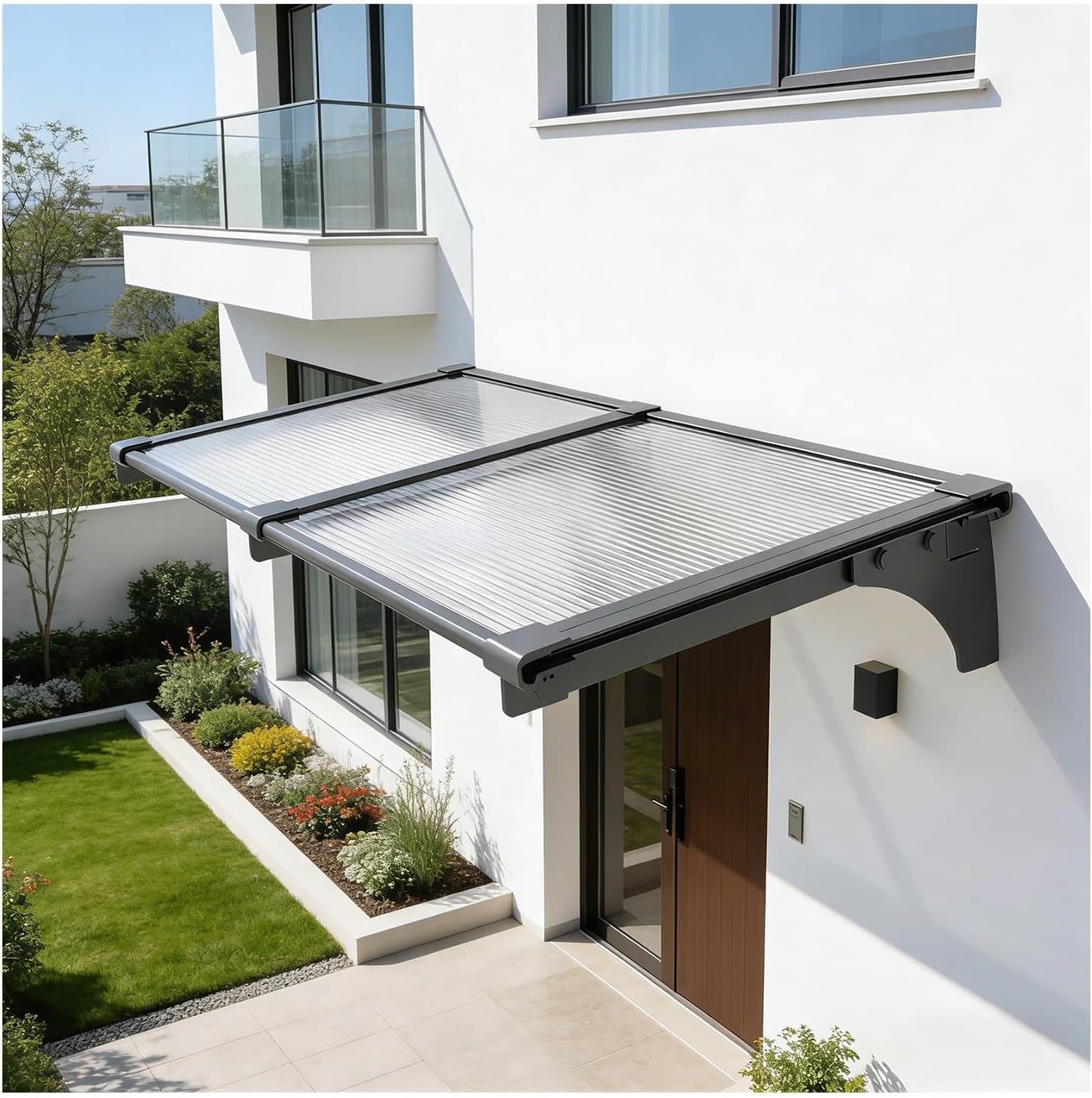 Door Overhang，Window Awnings Exterior，Clear Door Awning Patio，Sturdy and Stable, Easy to Install, Suitable for porches, Windows, entryways, and Balconies.(100 * 330cm/39.4 * 130in)