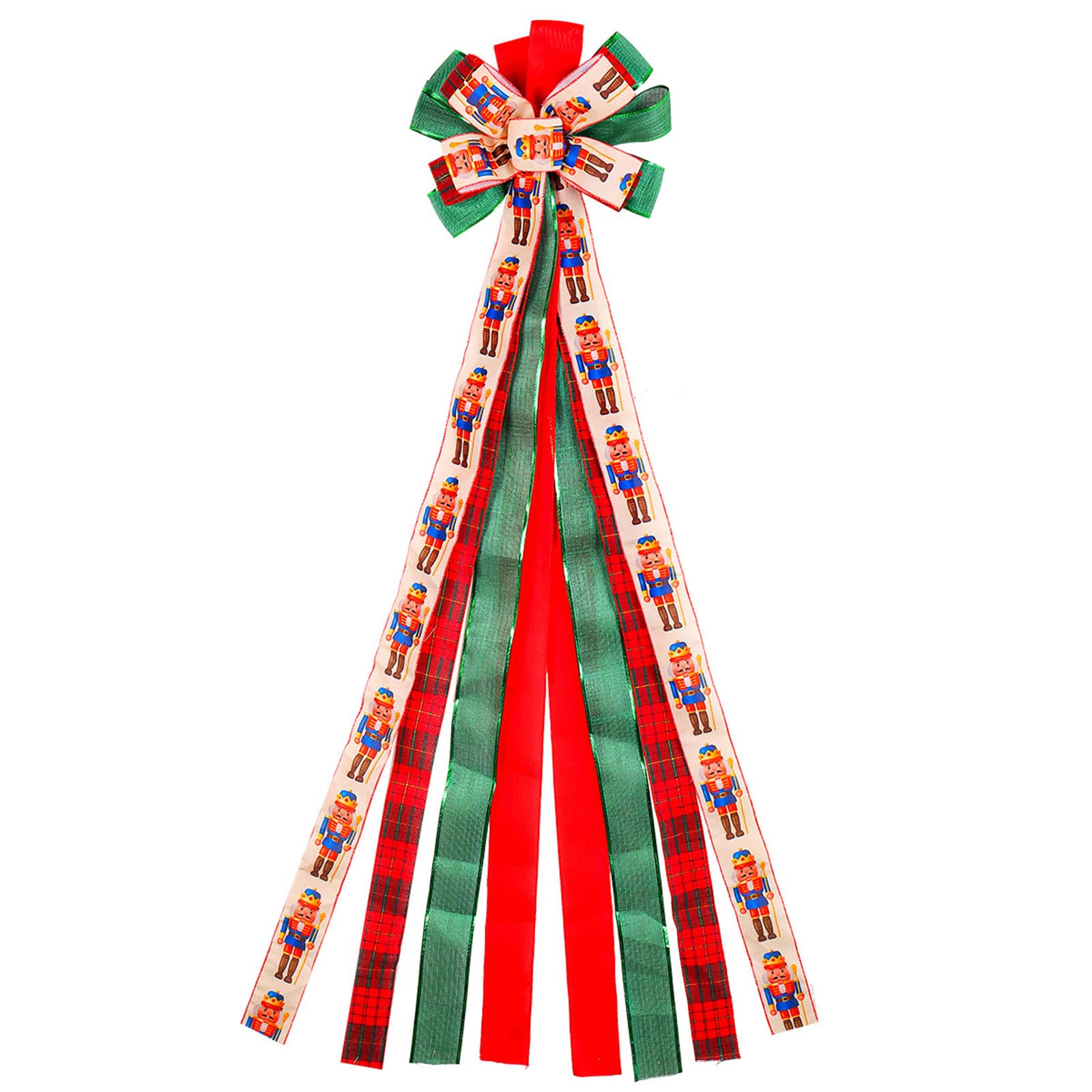 carotoe Cloth Ribbon Tree Top Decoration Ornament Beautiful Big Bow Pendant for Christmas Tree Christmas Ornament