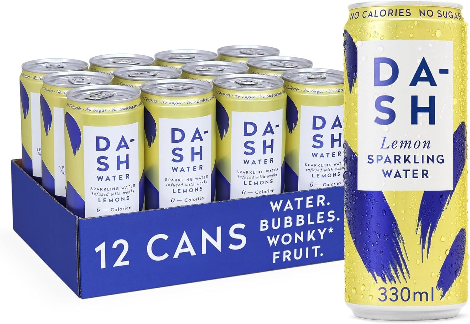 Lemon - 12 x Lemon Flavoured Sparkling Spring Water - NO Sugar, NO Sweetener, NO Calories - Infused with Wonky Fruit (12 x 330ml cans)