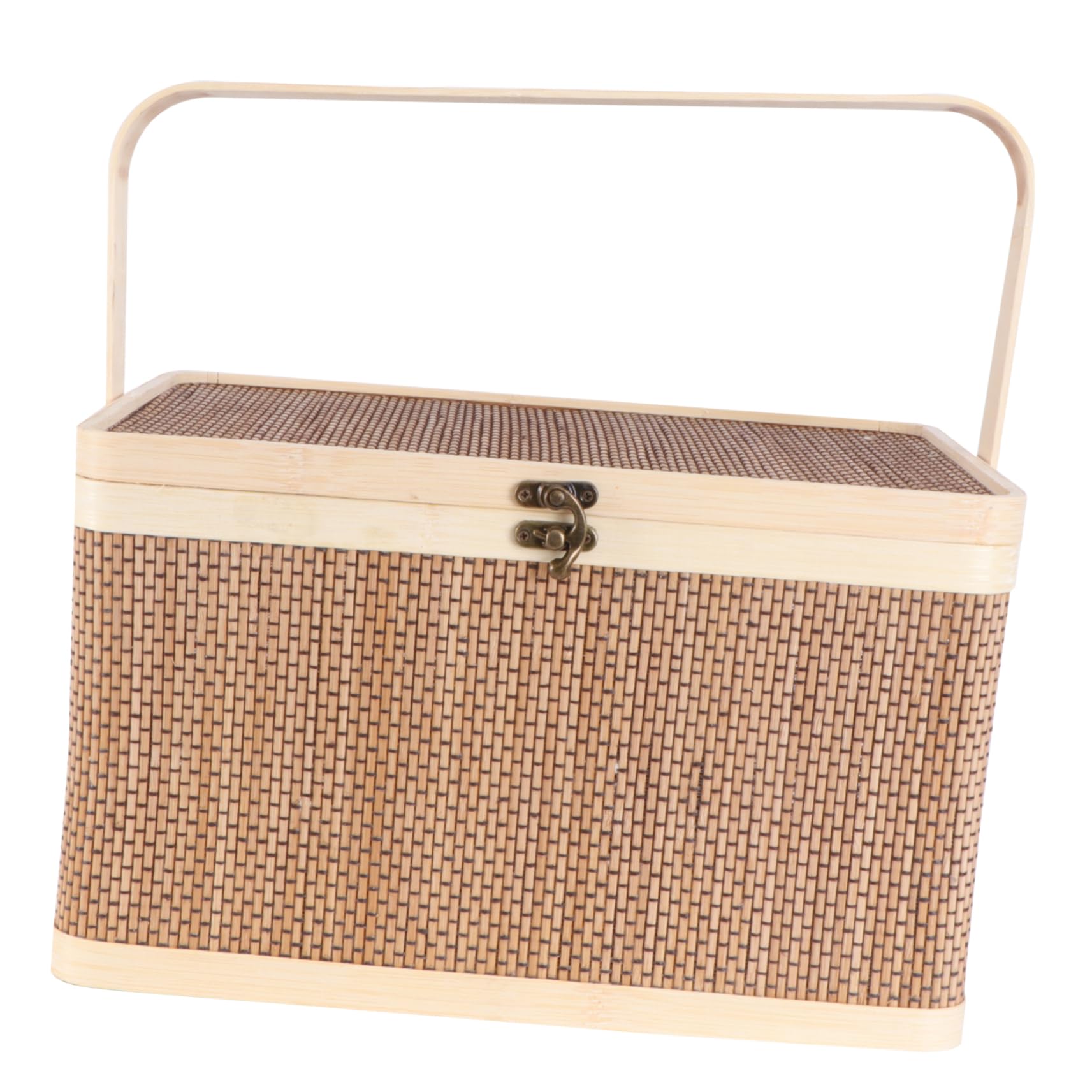 Amazon.co.jp: PAMINGONO 竹製収納バスケット ポータブル竹かご 蓋付き