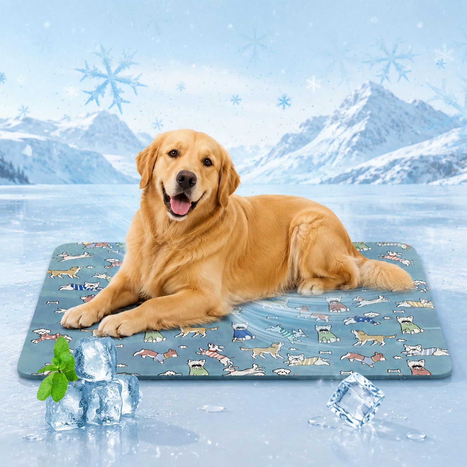 Dog Cooling Mat, Self-Cooling Pet Pad for Large Dogs, Summer Cool Mat (Sky Blue, M) — image 1
