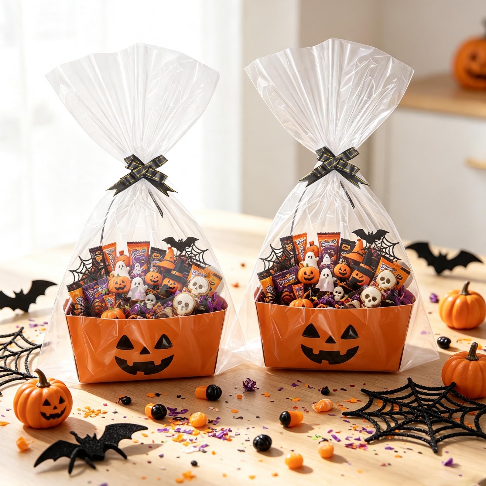 Juego de canastas de Halloween Boo, 7 x 9 pulgadas, cestas de calabaza para