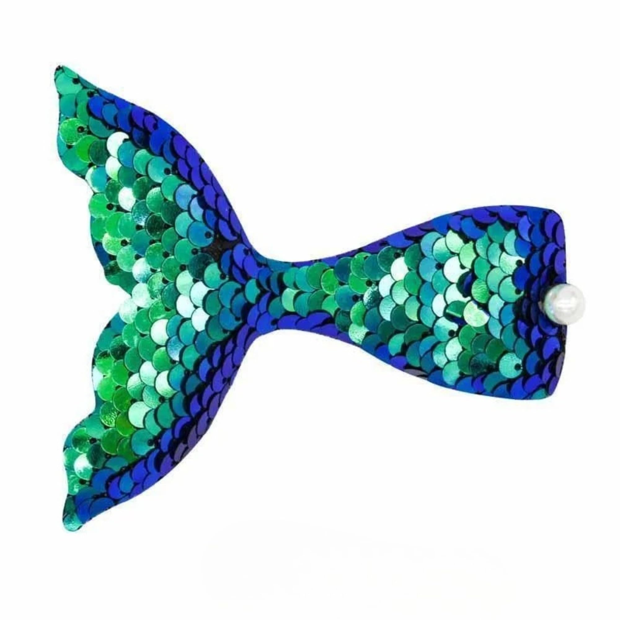 Mermaid Tail Sequin Hair Clip, Alloy Duckbill Barrette with Faux Pearl Accents for Parties, Festivals and Photos