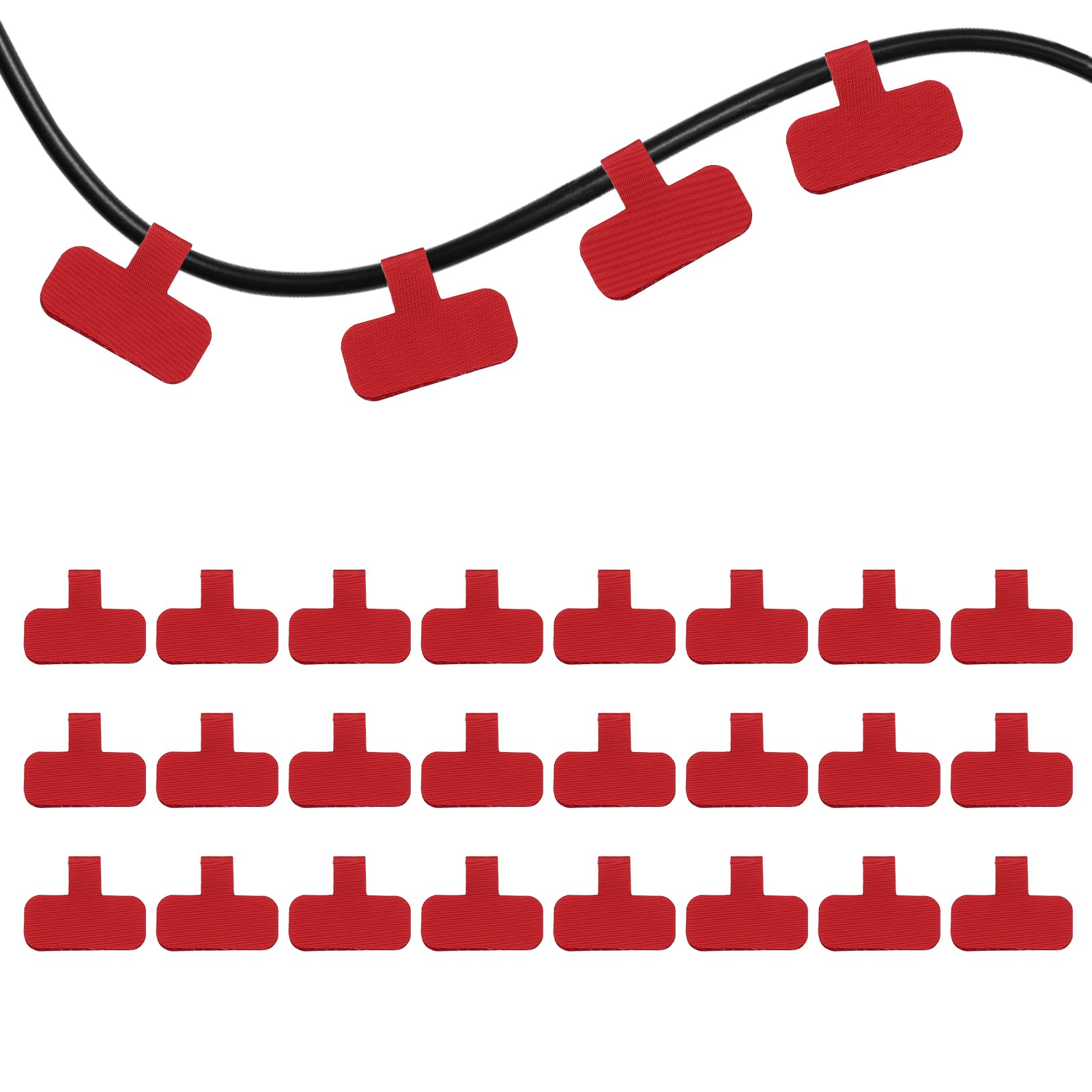 PATIKIL 24Pcs Cable Labels Tags, Reusable 60MM Write on Wire Tags Cord Labels Hook Loop Rectangle Cable Ties for Electronics Organize Wire Classify Identification Management, Red