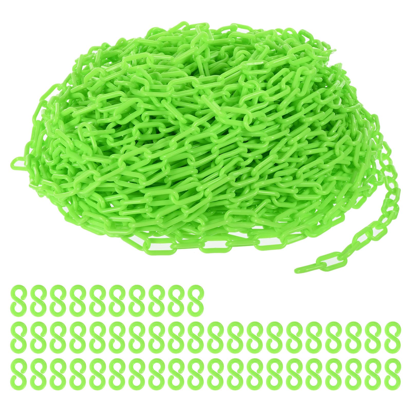 PATIKIL Plastic Chain Links, 200 Foot Safety Chains, Green Plastic Chains for Barriers, Crowd Control, Queue Lines, Parking, Fences, Gate, Concerts, and Decoration