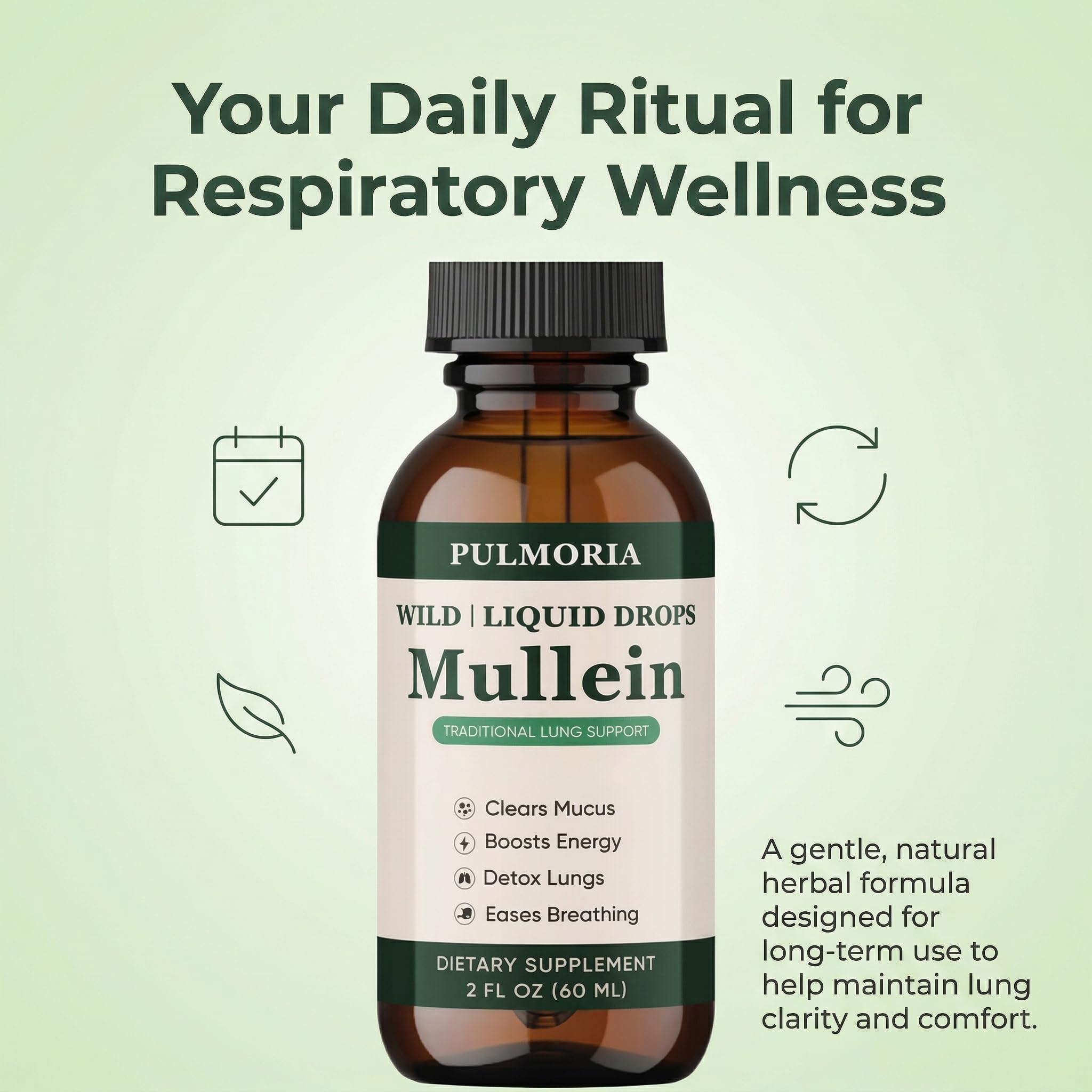 Pulmoria Wild Mullein Drops, Herbal Blend with Cordyceps, Bromelain, Ginger & Lemon Peel, Supports Seasonal Comfort & Clean Breathing – Vegan, Non-GMO, 2 Fl Oz (1) — Amazon image 6
