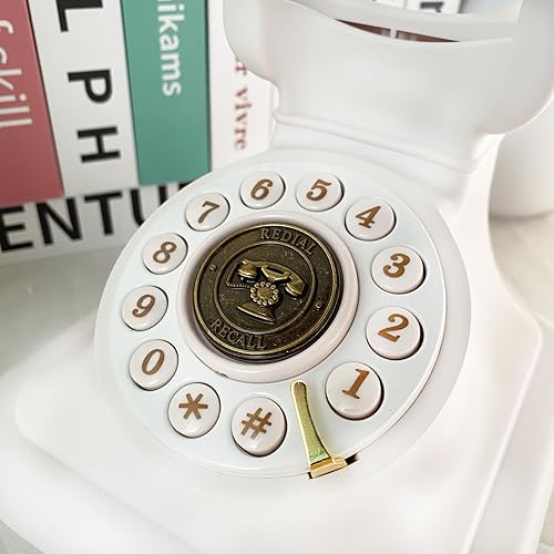 Miniatura 4 de Teléfono fijo vintage, teléfono retro con cable con botón y redireccionamiento, teléfono clásico para oficina en casa, escuela, hotel, escritorio