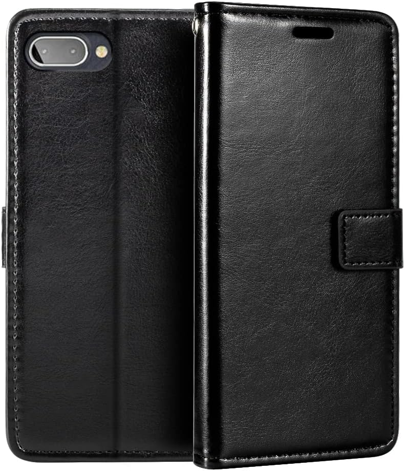 PU Leather Phone Wallet Case Compatible with BlackBerry KEY 2 LE, Magnetic Flip Cover with Card Slots, Full Protection and Stand Function (Black)