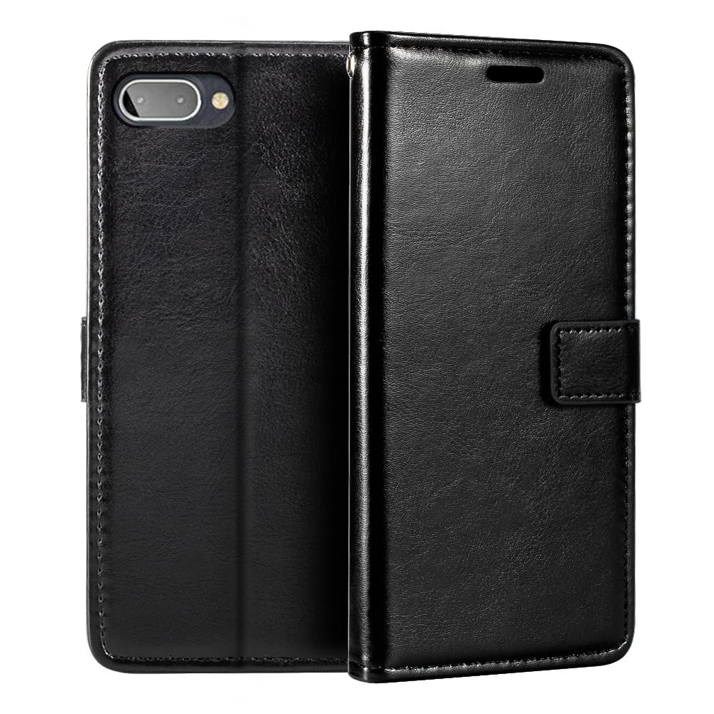 PU Leather Phone Wallet Case Compatible with BlackBerry KEY 2 LE, Magnetic Flip Cover with Card Slots, Full Protection and Stand Function (Black)