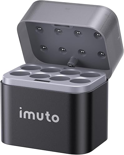 imuto Cargador de batería AA recargable, cargador inteligente AA compatible con batería recargable de litio y NiMH, carga independiente de 8