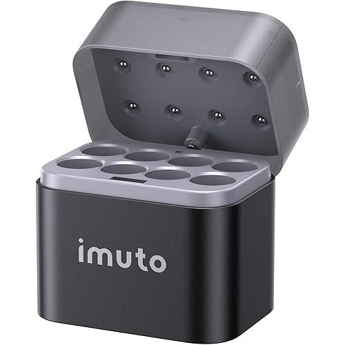 imuto Rechargeable aa Battery Charger, 8 Slot aa Lithiun ion and NiMH Battery Charger, Battery Storage Box Style Double a Batteries Charger, USB-C Input Port (Adapter not Included)