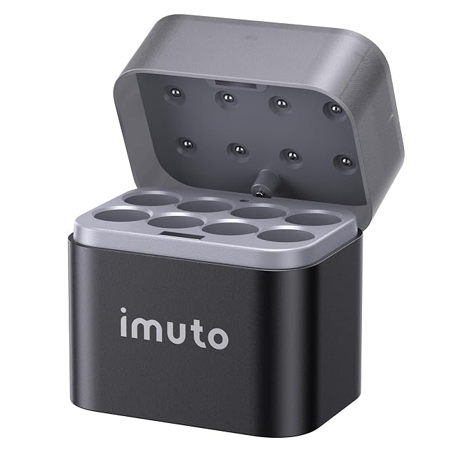 imuto Rechargeable AA Battery Charger Smart AA Charger Compatible with Rechargeable Lithium and NiMH Battery 8-Slot Independent Charging