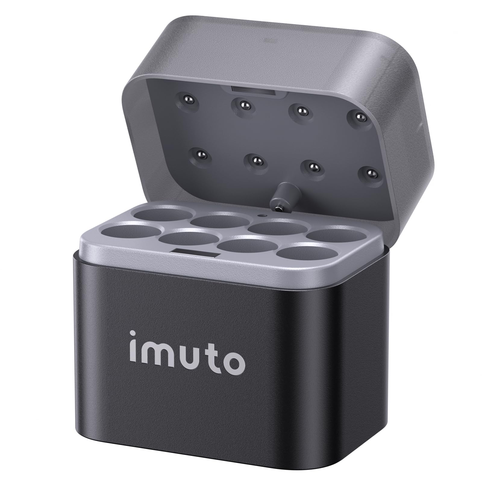 imuto Rechargeable aa Battery Charger, 8 Slot aa Lithiun ion and NiMH Battery Charger, Battery Storage Box Style Double a Batteries Charger, USB-C Input Port (Adapter not Included)