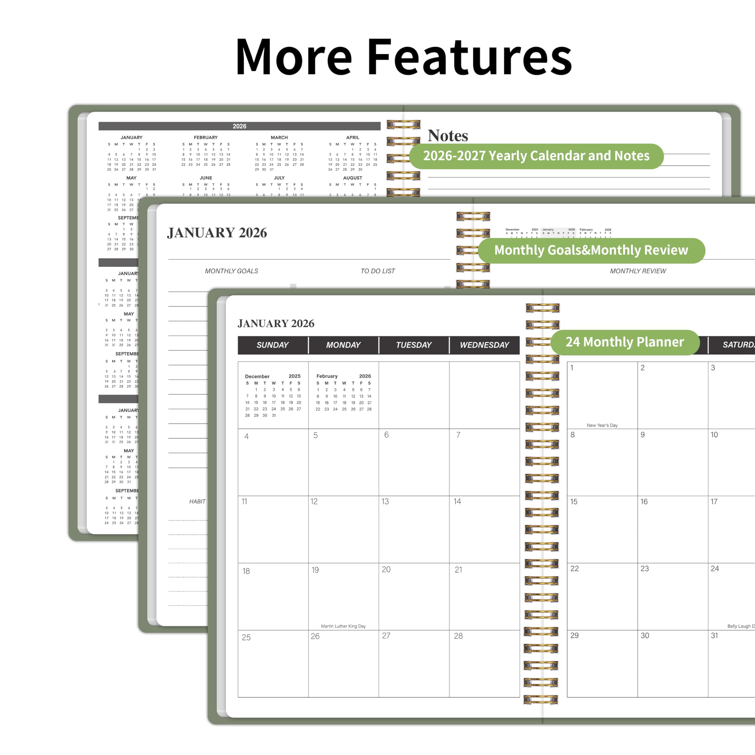 2026-2027 Monthly Planner/Calendar - Jan 2026 - Dec 2027, 2 Year Planner 2026 2027 9 X 11 24 Monthly Calendar 2026 Planner Tabs Thick Paper Inner Pocket S