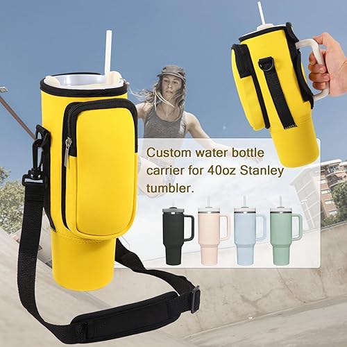 Miniatura 3 de Bolsa para botella de agua con bolsillo para teléfono Stanley de 40 onzas con asa, soporte para botella con correa de hombro ajustable para conducir