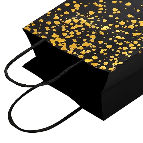 Miniatura 8 de Nicunom Paquete de 60 bolsas de regalo de papel, 8.3 x 5.9 x 3.1 pulgadas, bolsas de regalo de oro negro, bolsa de compras, bolsa de papel kraft a