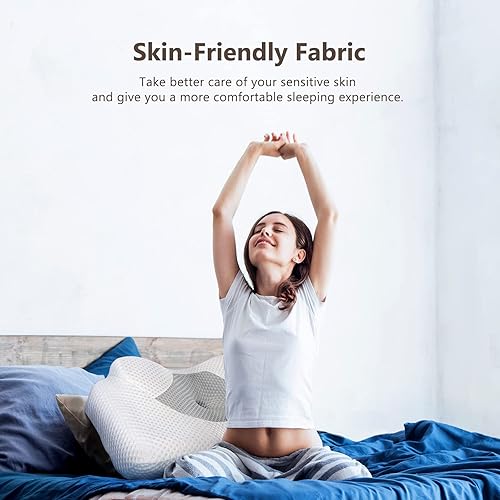 Miniatura 4 de Osteo Juego de 1 funda de almohada cervical con diseño hueco, tamaño Queen, color gris