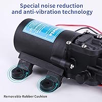 Vista 4 de 12V DC Fresh Water Pump with 2 Hose Clamps,Self Priming Sprayer Pump with Pressure Switch,12 Volt High Pressure Pump Diaphragms,4.5 L/Min 1.2 GPM 85