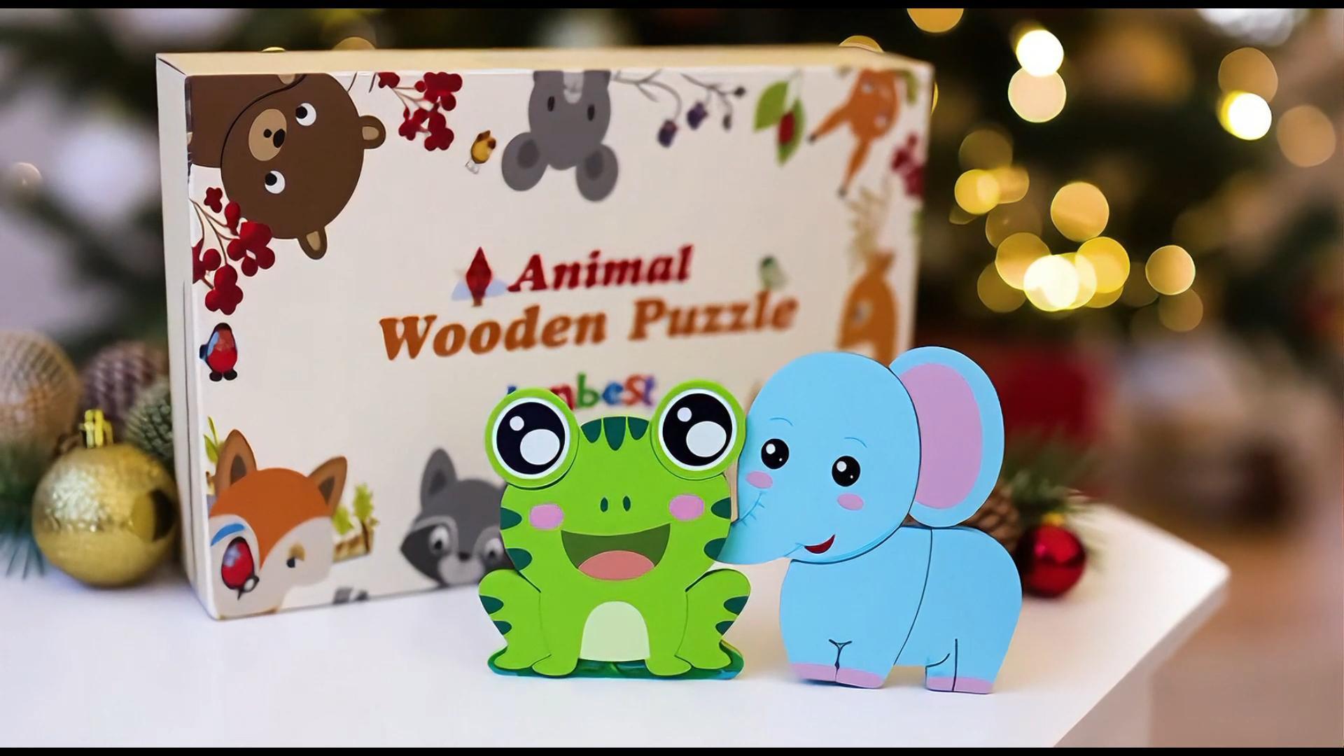 Set Di 6 Puzzle In Legno Per Bambini 2-5 Anni - Gioco Educativo Con Animali, Sicuro E Stimolante