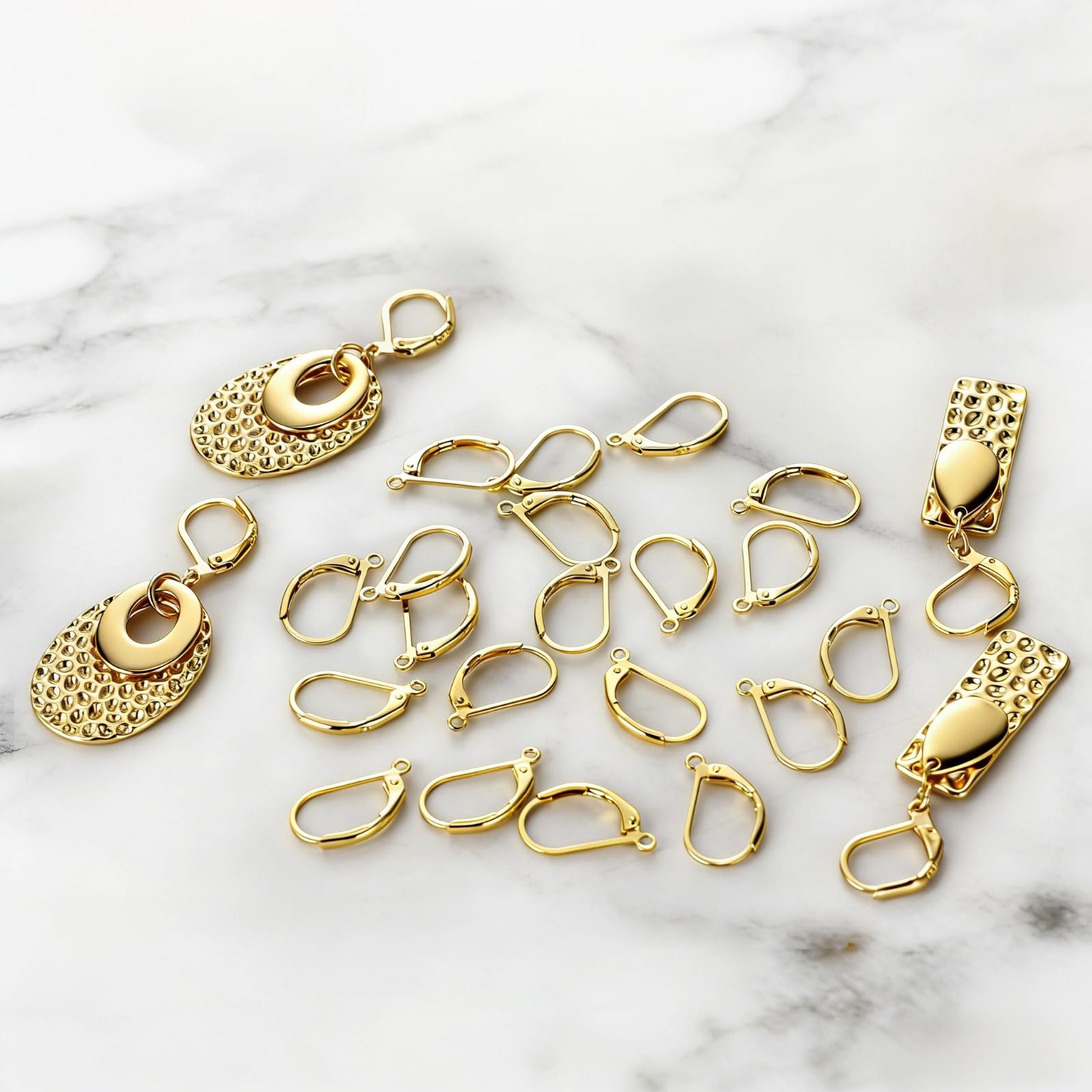 20 Stk. goldene 925er Sterlingsilber Leverback Ohrhaken, hautfreundliche French-Hook-Ohrverschlüsse mit Öse, Ohrhänger-Zubehör für Schmuckherstellung und DIY-Basteln