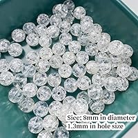 Vista 3 de 100 piezas de cuentas de vidrio craquelado de 8 mm redondas de cristal transparente para manualidades, cuentas espaciadoras de cristal para joyería