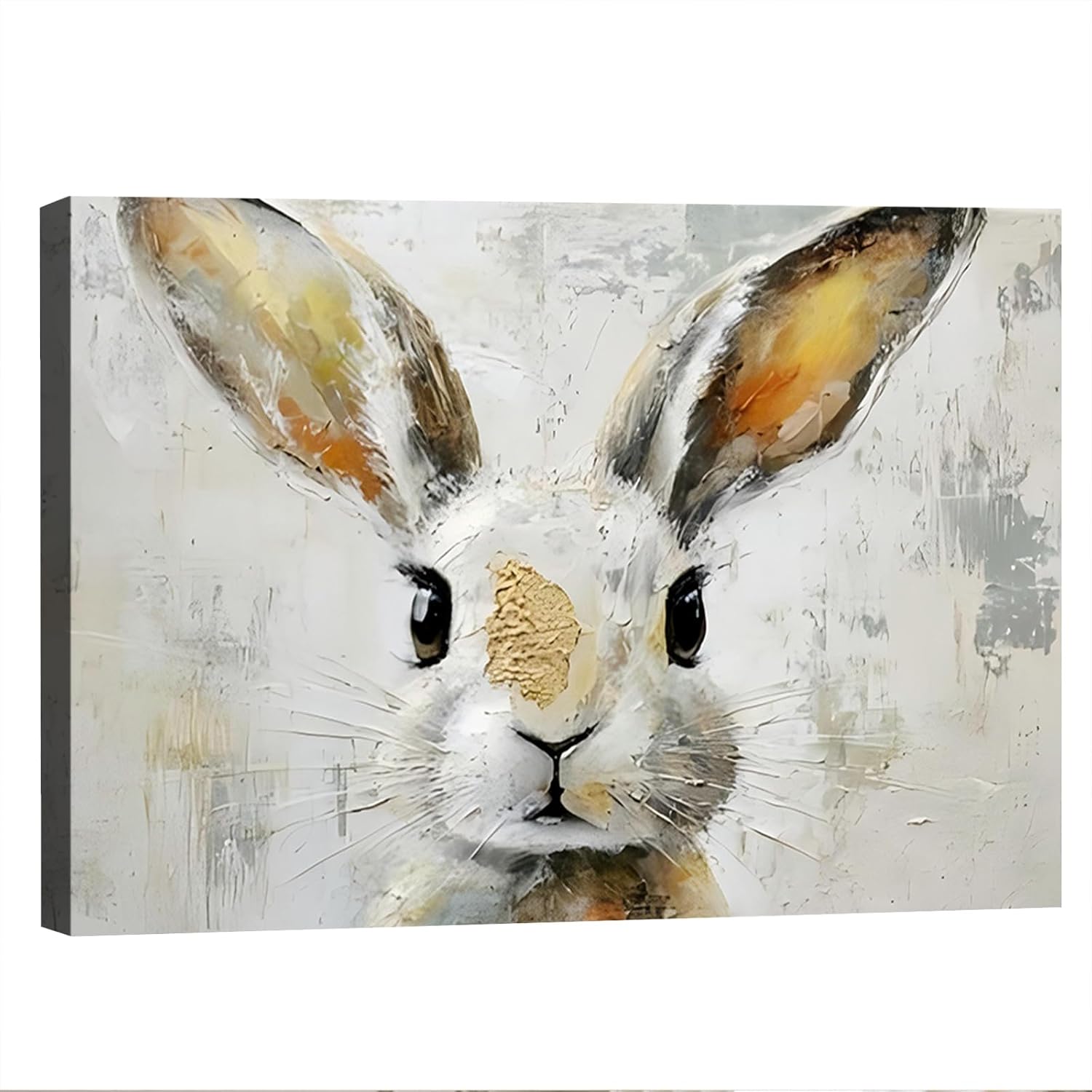 Joyful Murmur Easter Bunny Canvas Wall Art - Vintage Rabbit Prints for Spring Home Decor, Perfect for Living Room, Bathroom, Kitchen & Bedroom - Waterproof Ready-to-Hang Easter Decorations