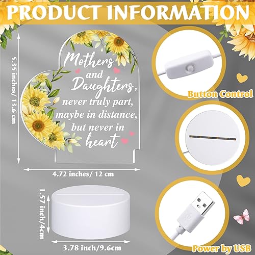 Miniatura 2 de Jetec Regalos para mamá de hija luz nocturna acrílica grabada regalo de agradecimiento para mamá regalos del día de la madre regalo de Navidad para