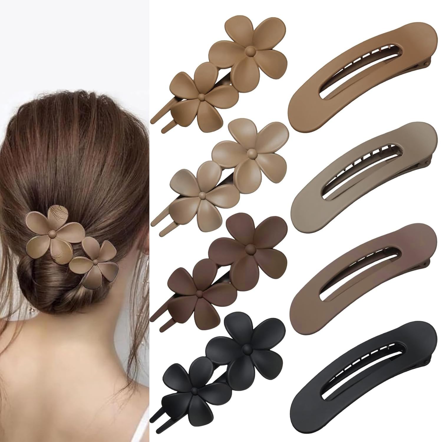 Amazon | Wonninek ヘアクリップ 8個セット 花形ヘアクリップ 髪留め