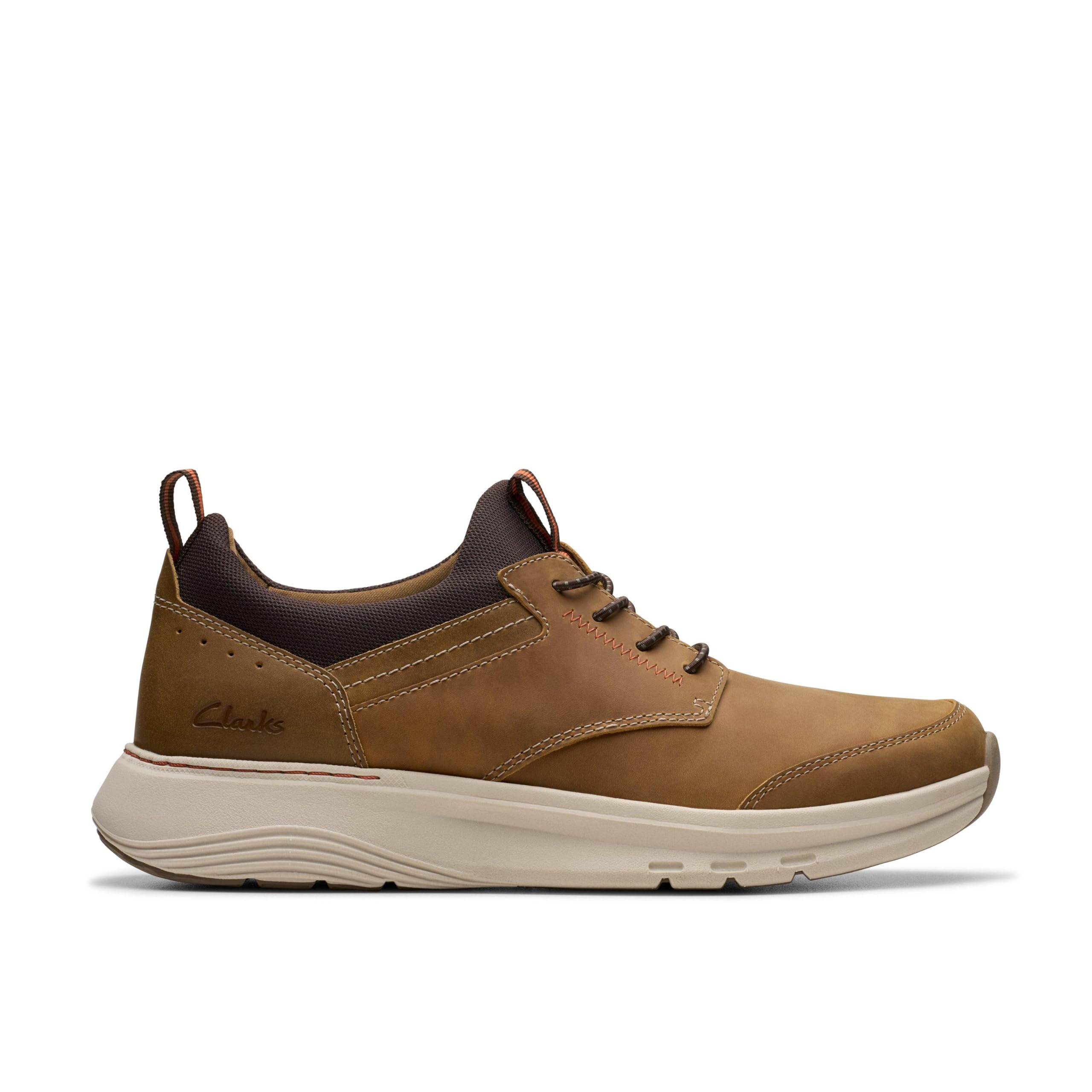 Clarks Men's Motion Trek EZ Sneaker, Dark Tan Lea, 7.5 UK