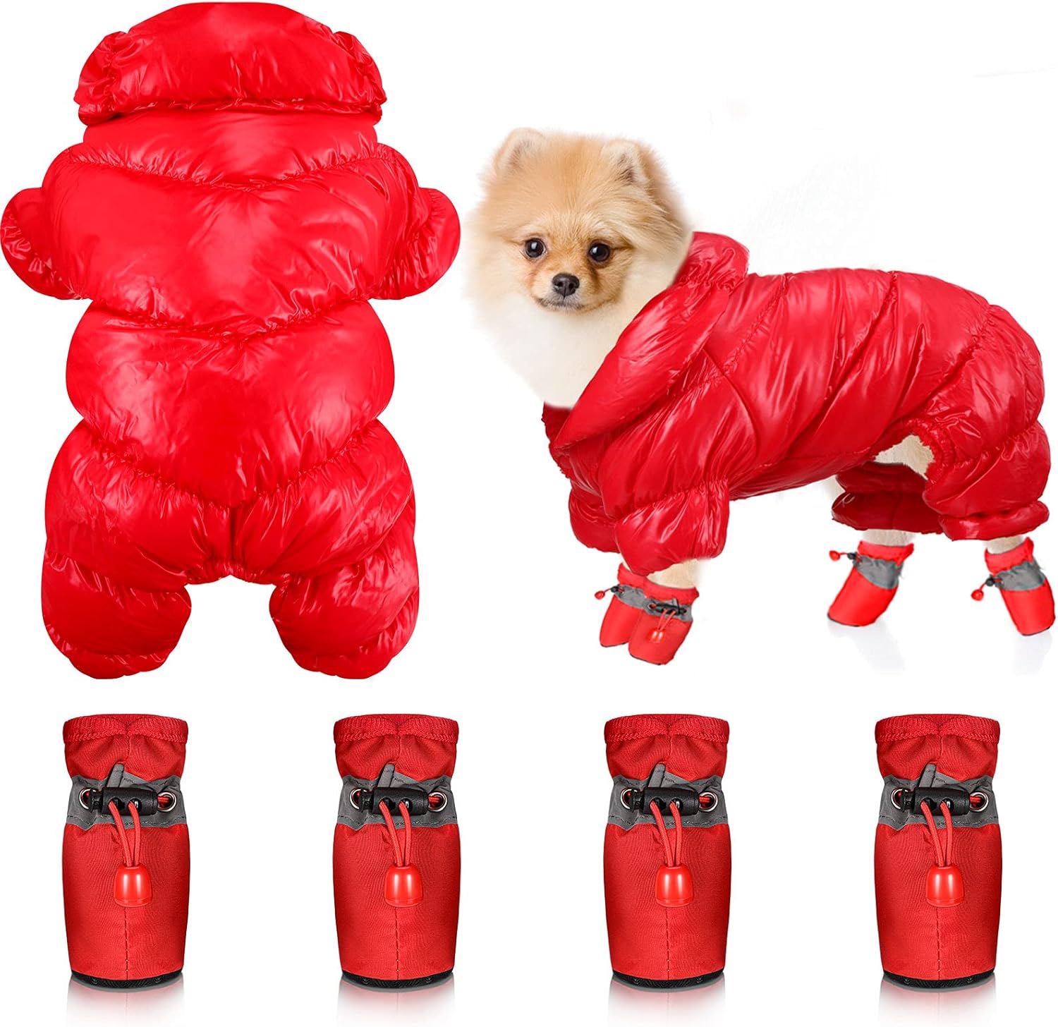 Winter Puppy Warm Coat and Shoes Set Dog Snow Jacket