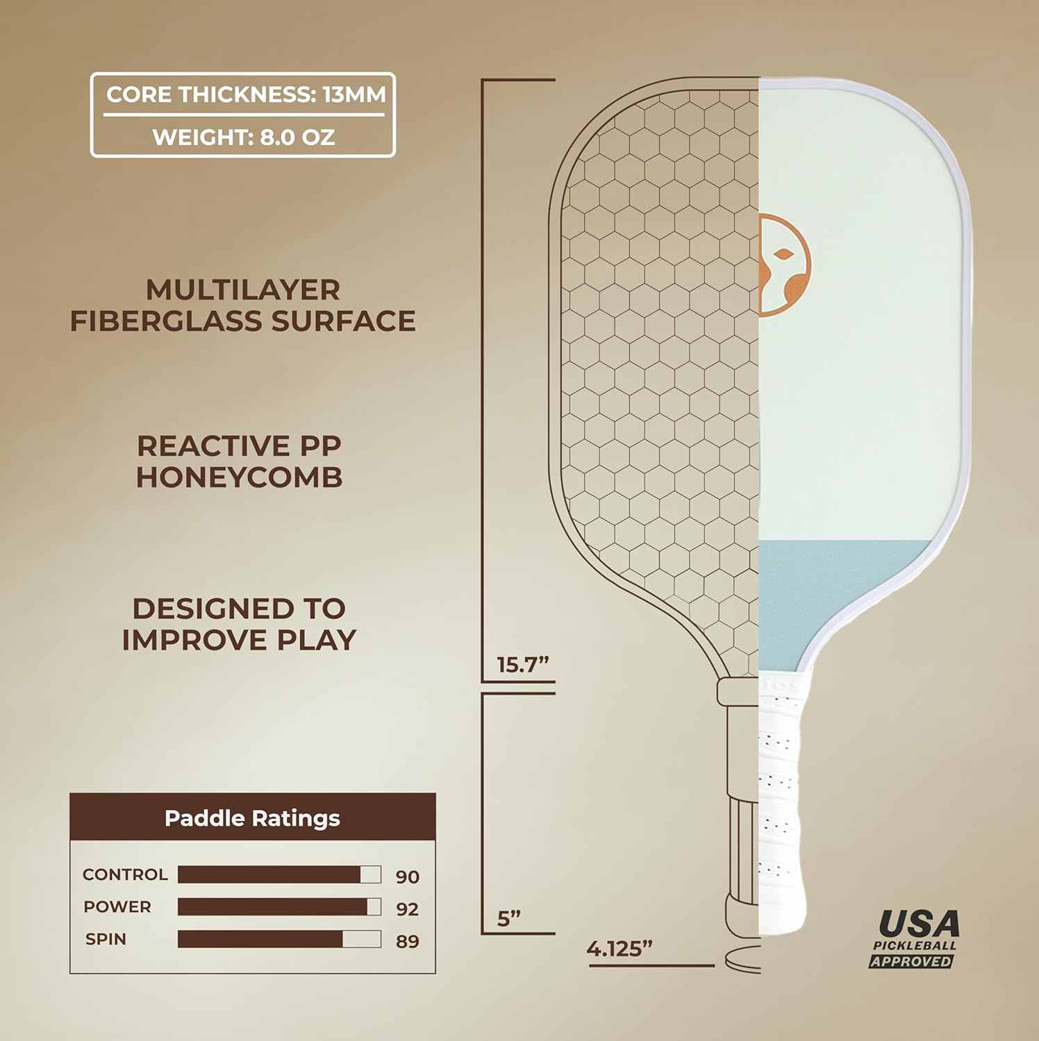 HELIOS Beginner Pickleball Paddle Set of 2 | Includes Rust & Misty Paddles | Particle-Printed Carbon Fiber with 13mm Reactive Core | 8oz, Ideal for Beginners | USAP Approved - Image 2