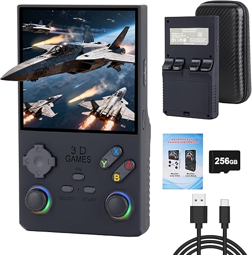 Akaxi Consola de juegos portátil V40 Max mejorada 2025, pantalla IPS de 4 pulgadas, 40000 juegos precargados, 256 GB de almacenamiento, batería de