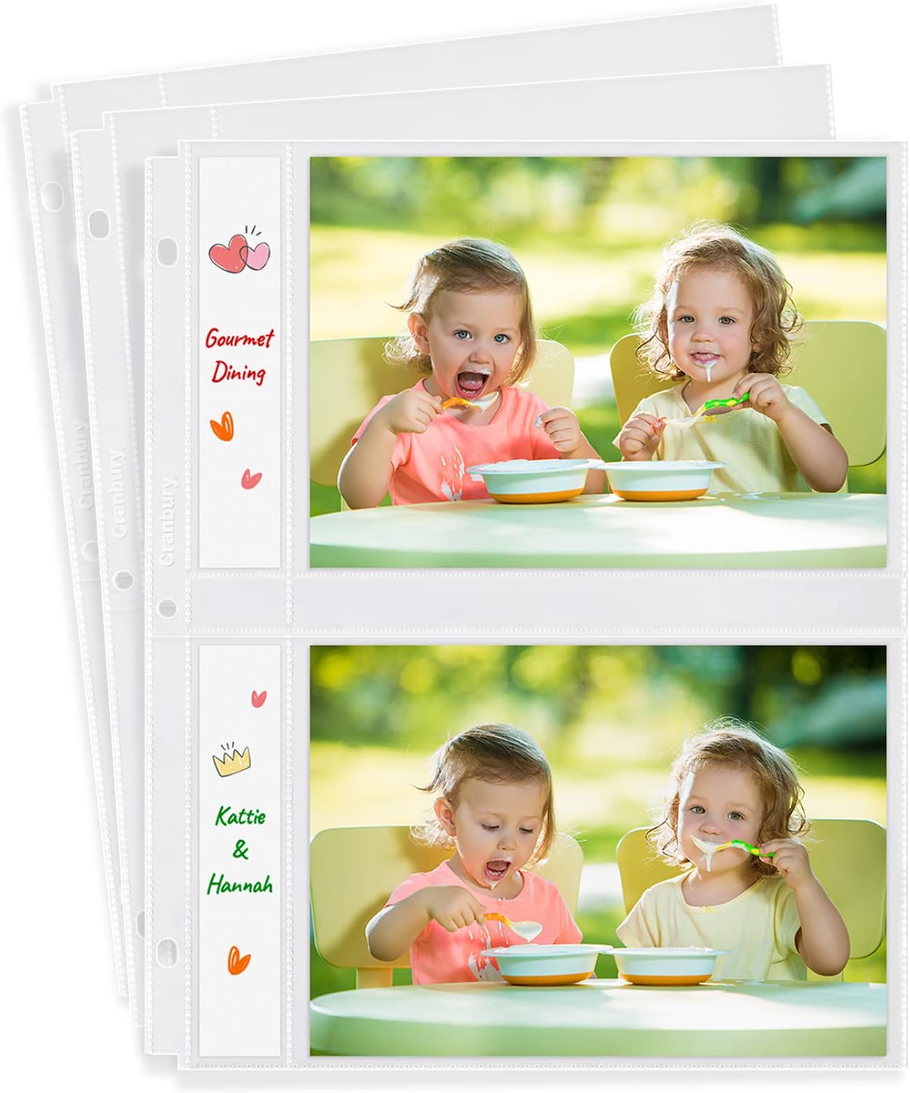 CRANBURY 5x7 Photo Album Pages for 3-Ring Binder - 24 Pack, Crystal Clear, Heavy Duty, Archival, Acid-Free, Non-Cling, Top-Loading, Easy to Use, Durable Polypropylene