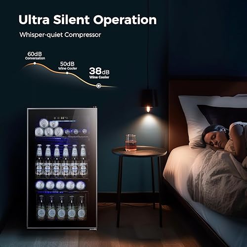 Miniatura 6 de Kismile Refrigerador y enfriador de bebidas de 2.3 pies cúbicos, mini puerta de vidrio para 85 latas, pantalla digital de temperatura para