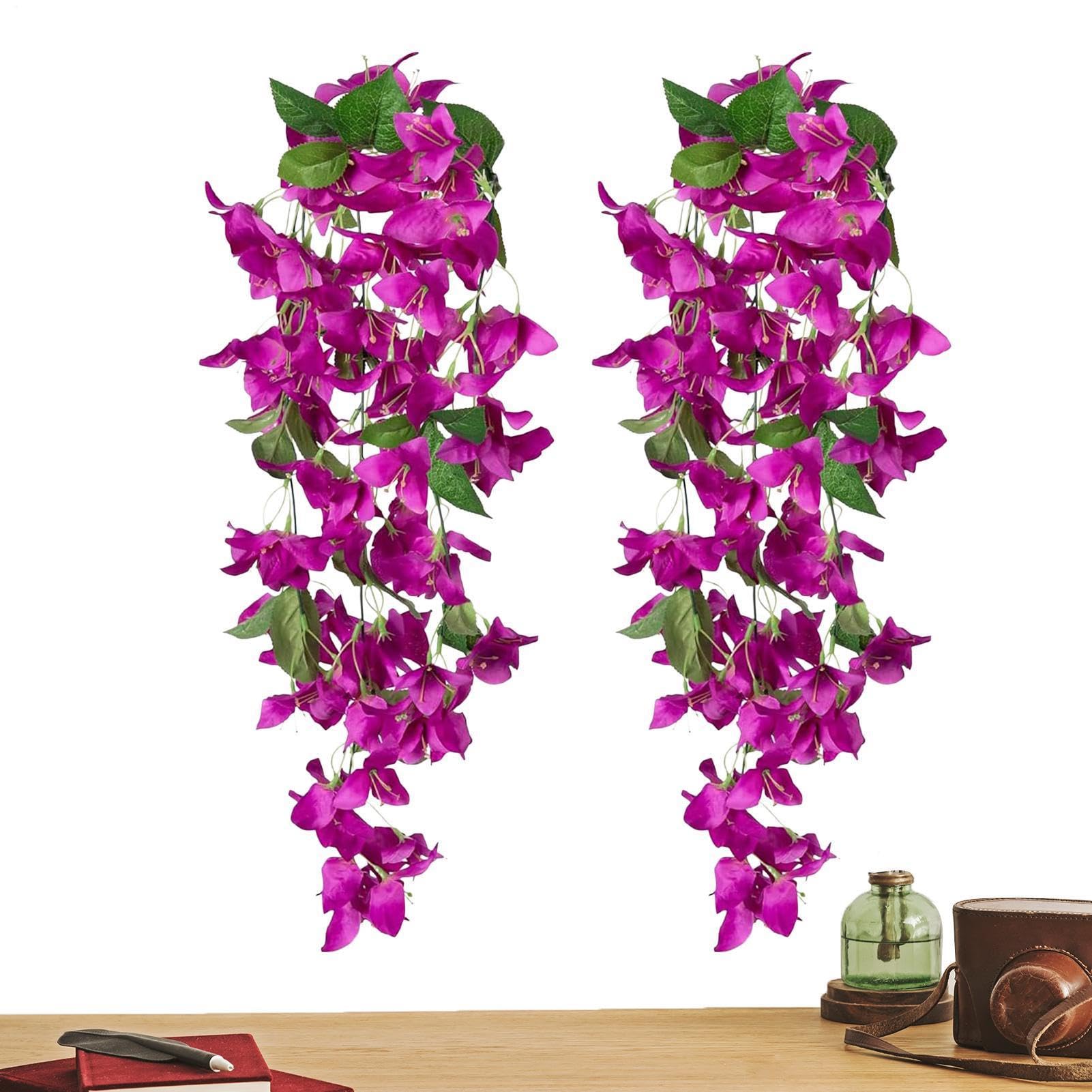 Bougainvillea artificiel réaliste en lot de 2 pièces pour la décoration d'intérieur d'été