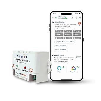 Amonics 6Amps Smart Switch - For Wall Fan, Tubelight & Lamp Control With App, IR Remote & Alexa/Google Home, 1-Year Warranty, Max Load 500W - Ideal for Home Automation
