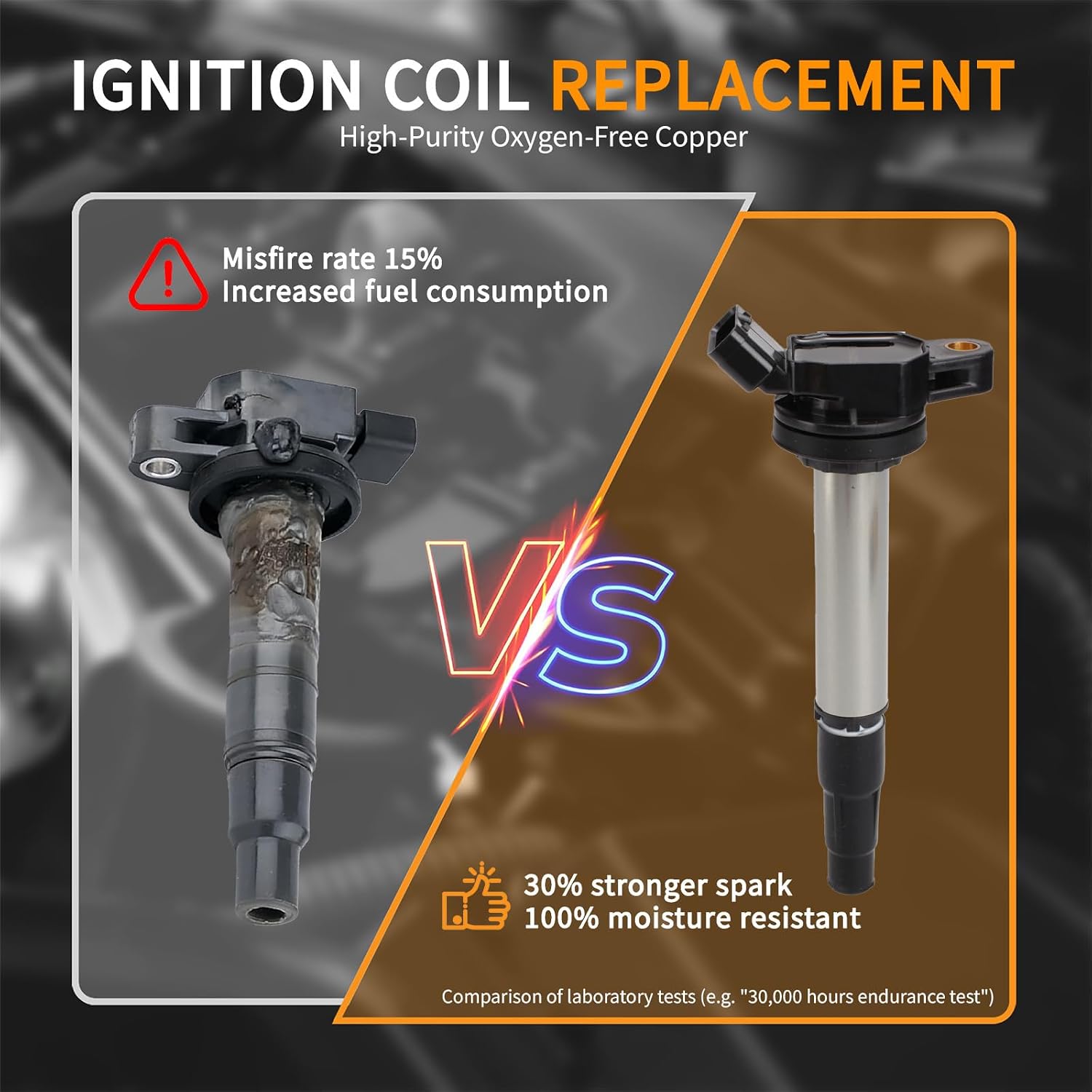 UF619 OEM Ignition Coil Packs (Set of 4) - Compatible with Lexus CT200h Pontiac Vibe Scion iM xD Toyota Corolla Matrix Prius - L4 1.8L Engine - Replaces # UF596 9091902252 GN10341