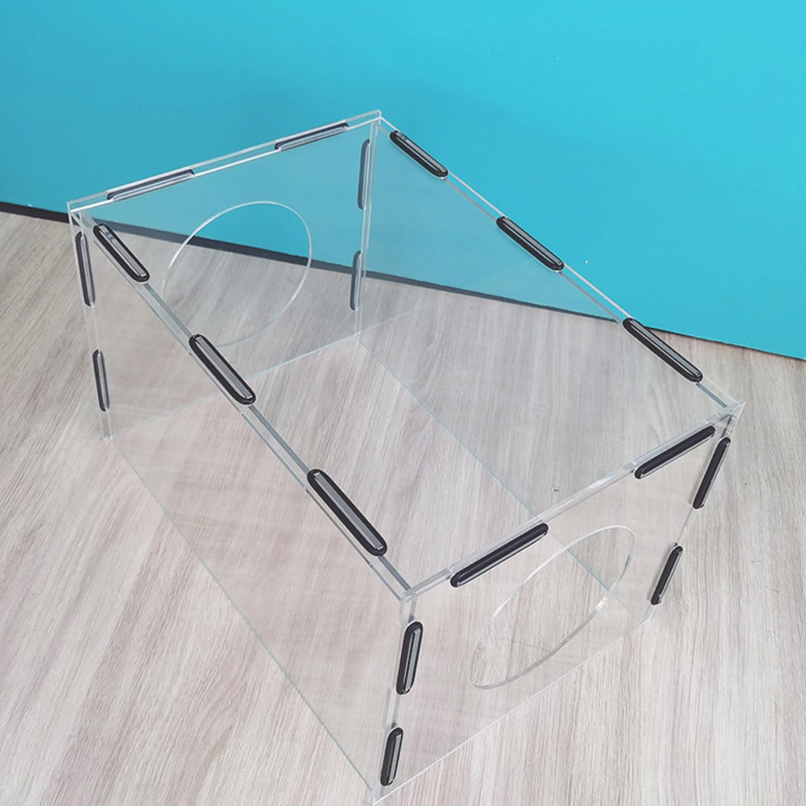 Housse Anti-Poussière en Acrylique pour Polissage de Bureau Boîte à Poussière Rectangulaire Housse D'isolation Transparente Domestique avec 2 Trous Boîte à Poussière Fermée pour