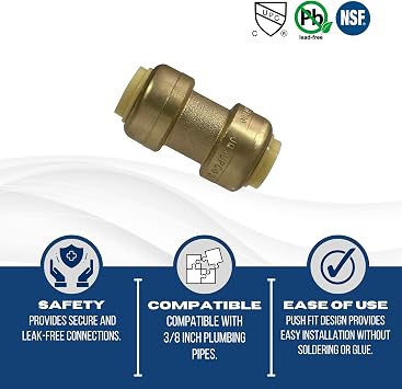 5 Pcs. XFITTING 3/8 Push Fit Coupling