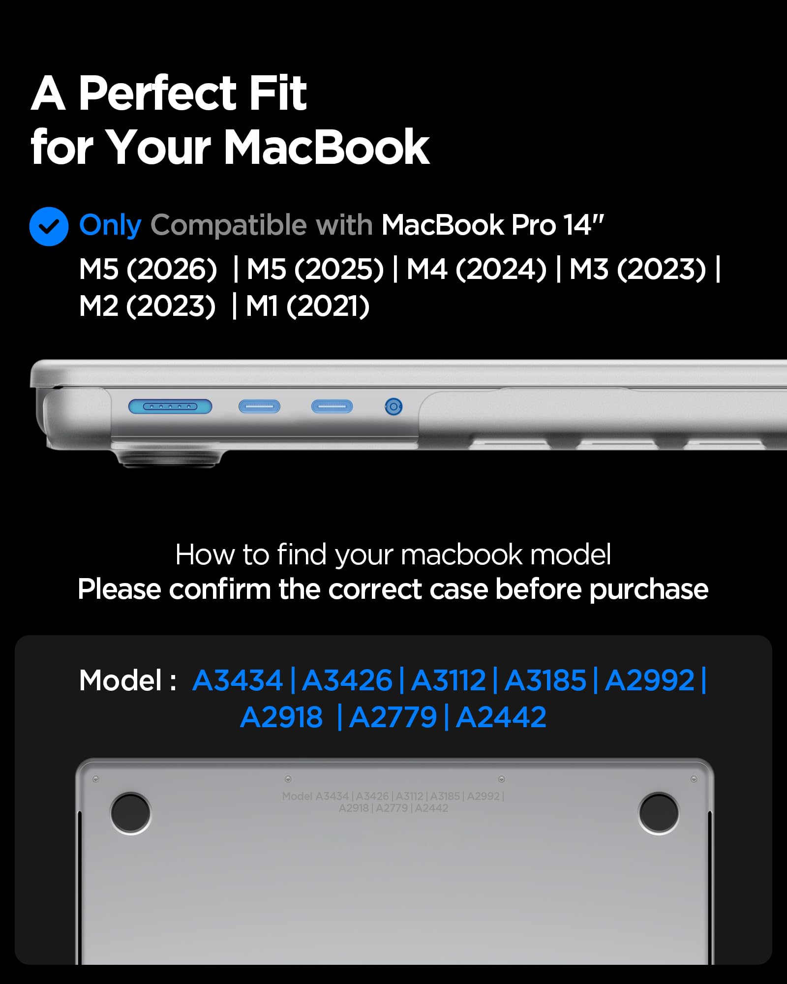 Spigen Air Skin Coque Compatible avec MacBook Pro 14 M5 Pro/M5 Max(2026), M5(2025), M4/M3/M2/M1/Pro/Max (2024/23/21) étui Rigide translucide Transparent - Transparent Givré