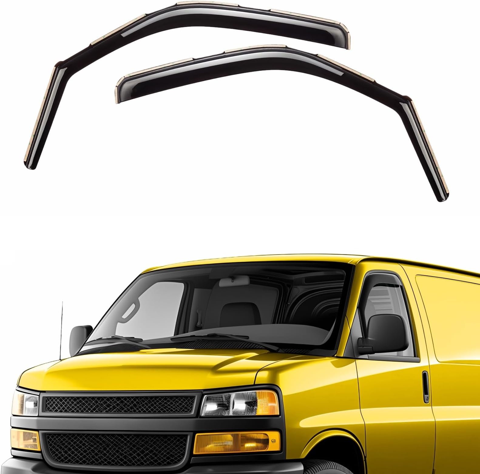 Extra Durable Window Deflectors in-Channel Visors Rain Guards Fit for Chevrolet (Chevy) Express Van 1996-2026, Sun Visors, Wind Vent for Shades, Exterior Car Accessories - 2pcs. AG0420