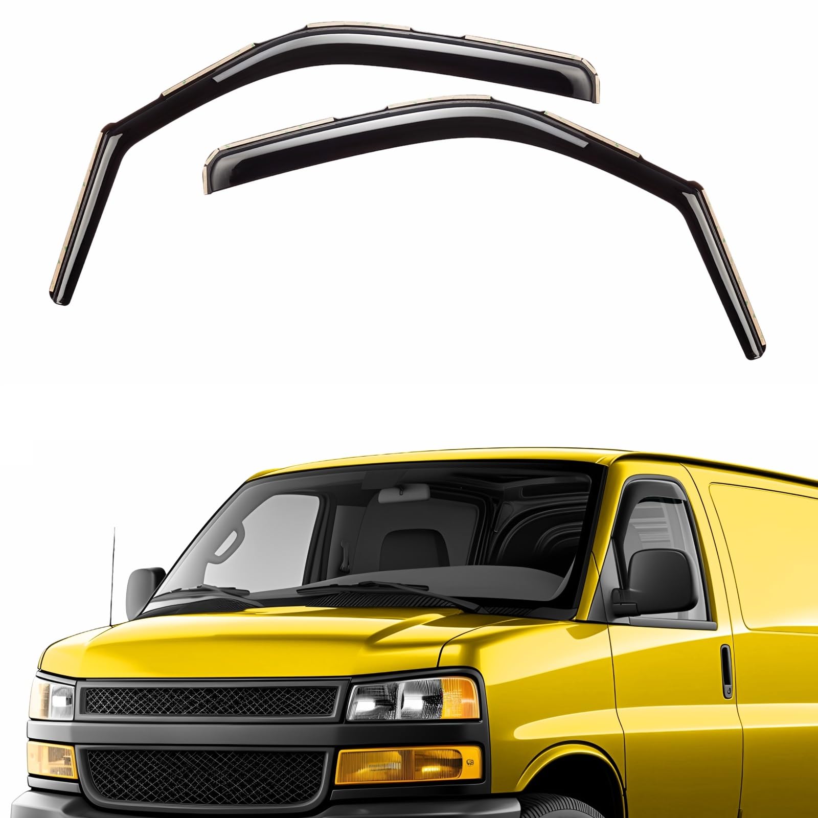 Extra Durable Window Deflectors in-Channel Visors Rain Guards Fit for Chevrolet (Chevy) Express Van 1996-2026, Sun Visors, Wind Vent for Shades, Exterior Car Accessories - 2pcs. AG0420