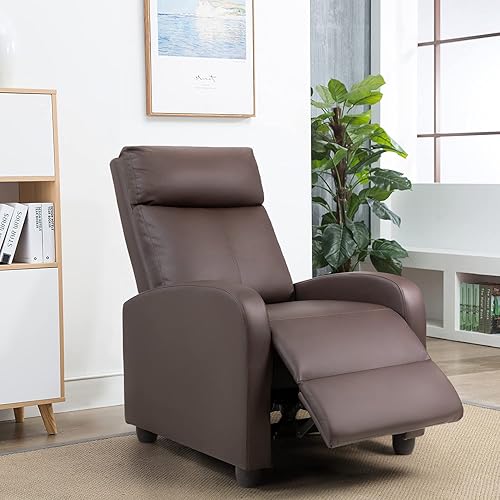 Miniatura 7 de JUMMICO Silla reclinable de masaje sillón reclinable asiento acolchado de piel sintética sillas reclinables ajustables para cine en casa individual