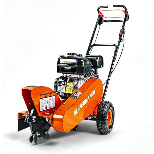 SuperHandy Gas Stump Grinder 9HP Engine - Direct Belt Drive, 12-inch Cutting Performance, 6 Carbide Teeth - Compact & Lightweight