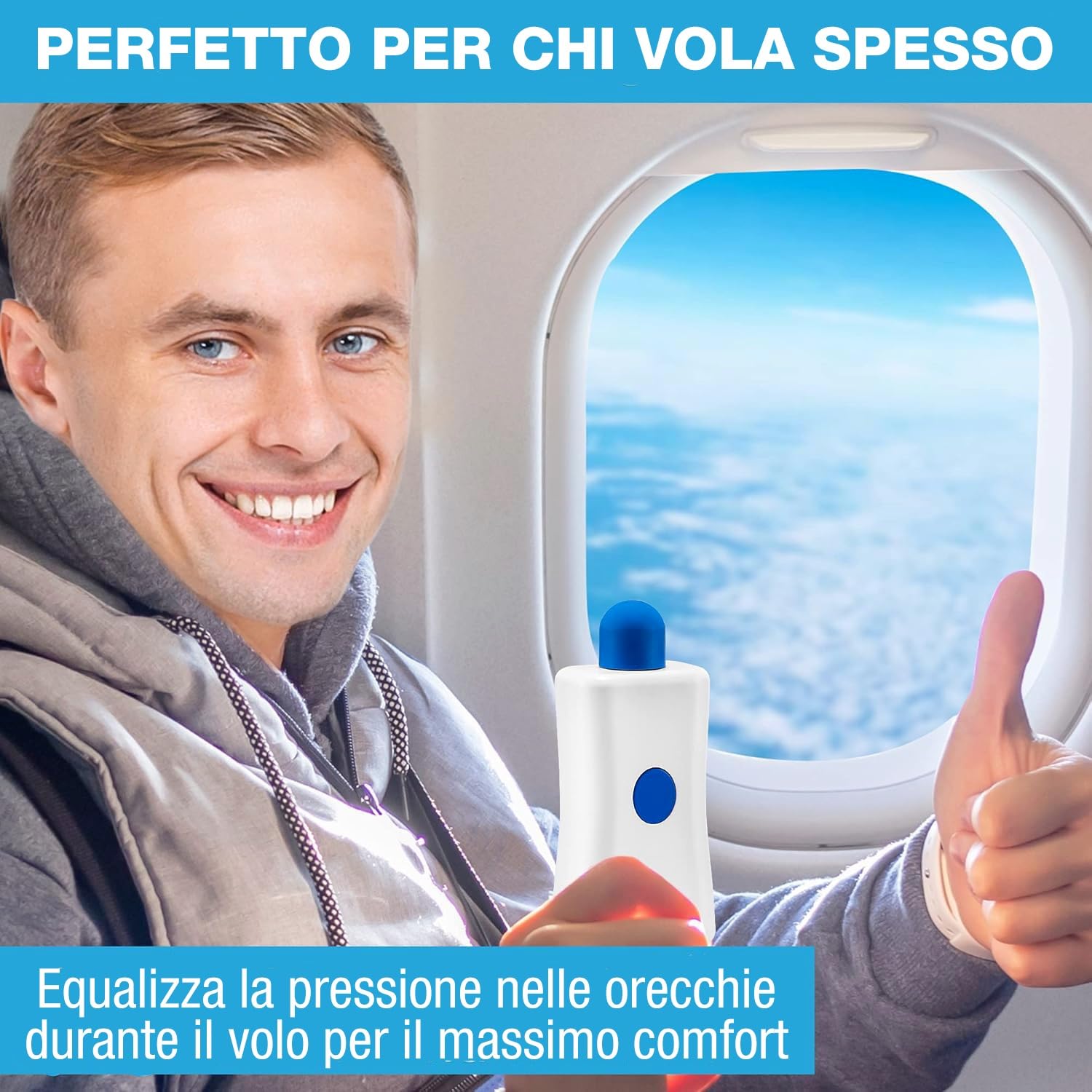 Dispositivo di Sollievo dalla Pressione dell'Orecchio di Tilcare - Bottone a Pressione per le Orecchie per Volo, Nuoto, Immersioni, Raffreddore e Allergia - Viene con una Custodia Protettiva Portatile