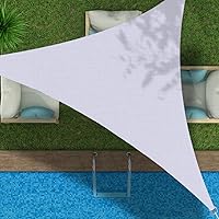 Vista 33 de Toldo triangular de bloqueo UV, toldo impermeable para jardín al aire libre para patio con kit de herrajes de acero inoxidable 304, gris, 6.5 x 6.5