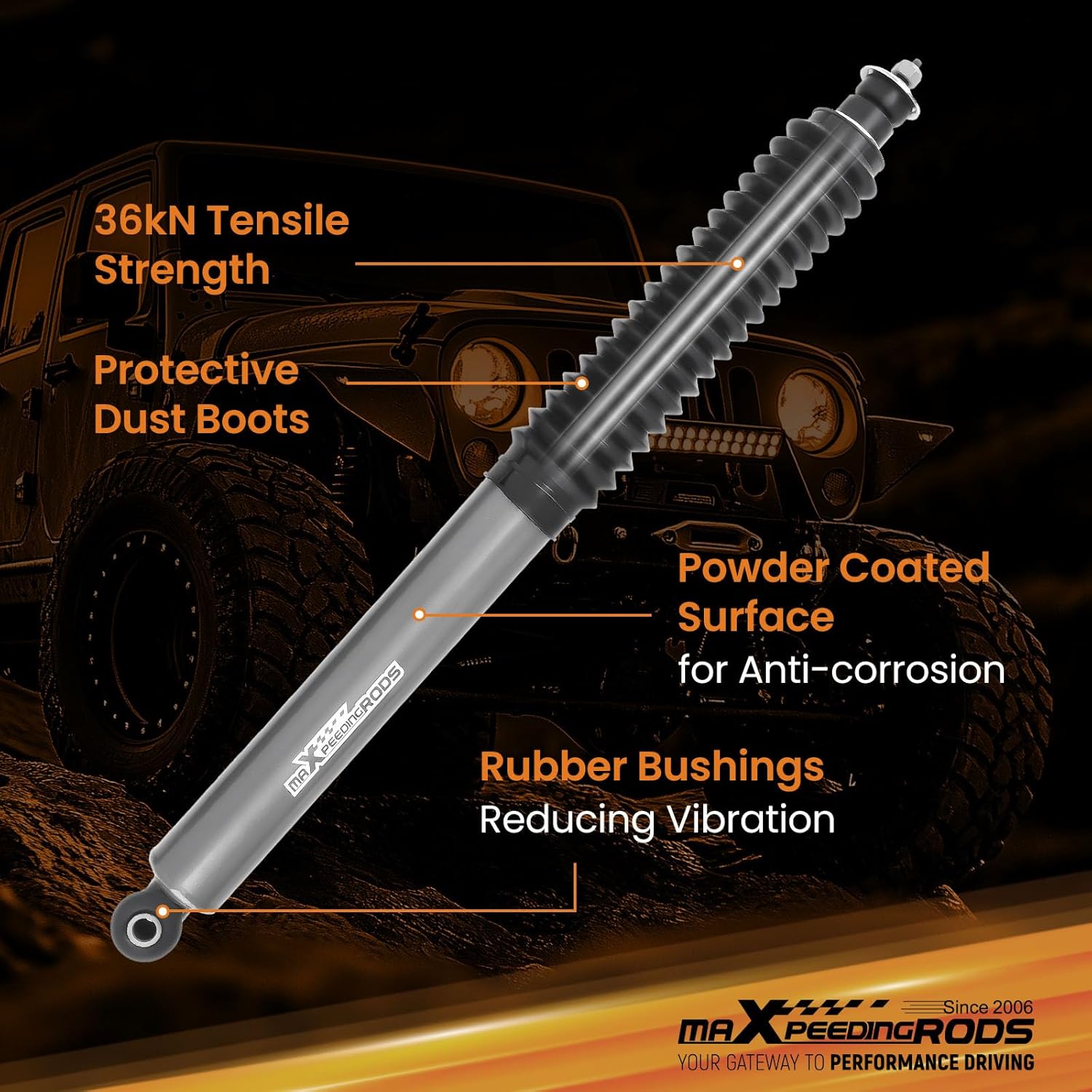 maXpeedingrods 0.5-2.5" Front Shock Absorbers for Jeep Wrangler JK JKU 2007-2018, G1 Version